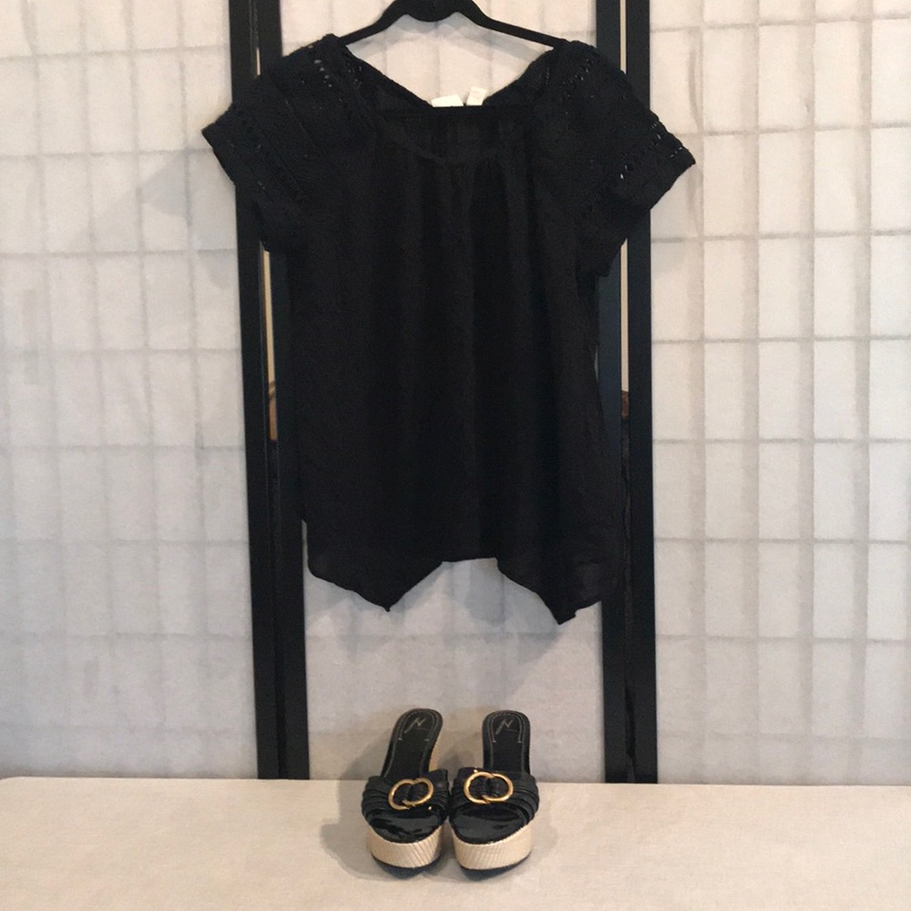 J Vincent black straw wedge sandals